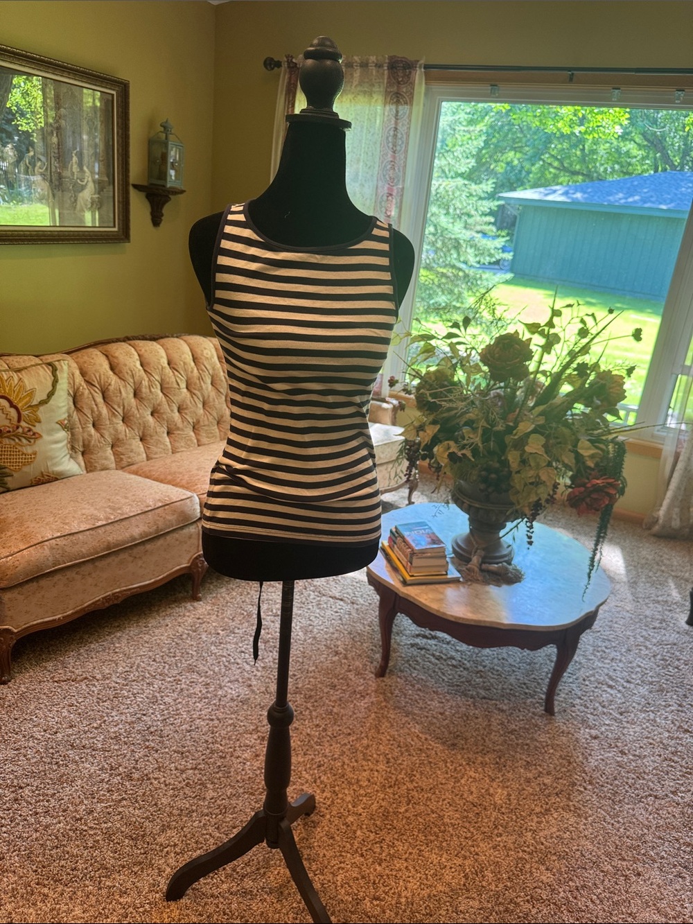 J. Crew Navy and White Striped Tank Top